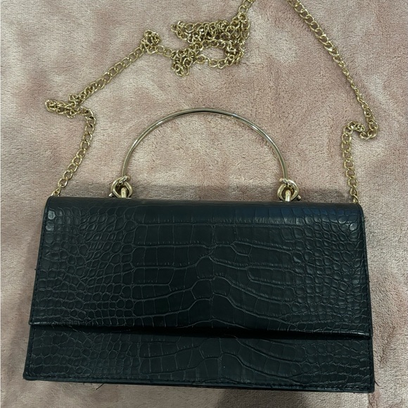Black crocodile print leather purse - Picture 2 of 2